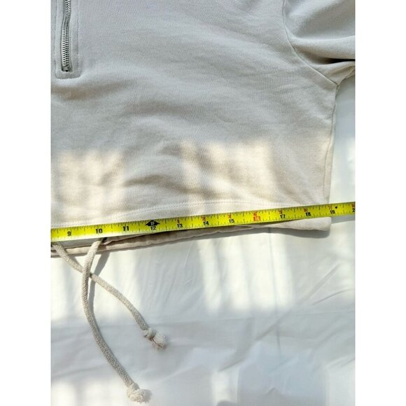 Dynamite Long Sleeve Crop Sweater Ivory Half Zip 100% Cotton & Terry Inside XS - Picture 5 of 11